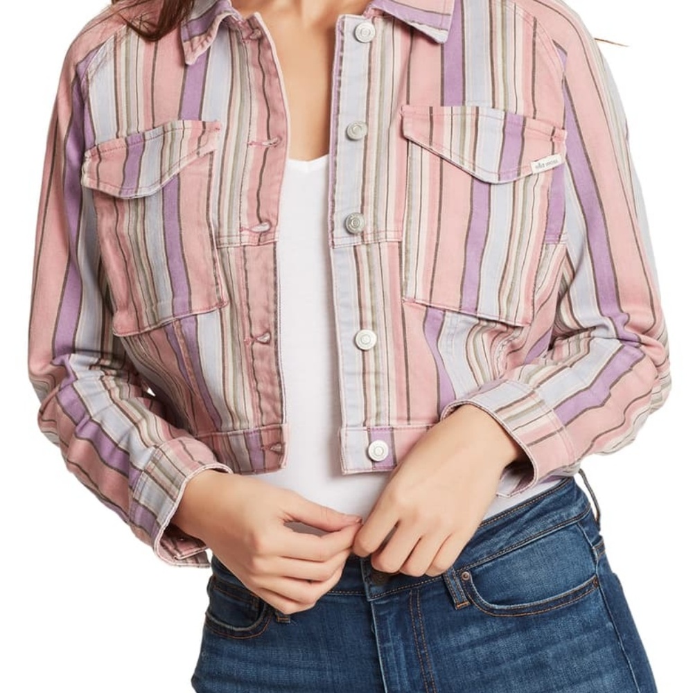 Ella Moss Dolman Bomber Jacket Rainbow Stripe - Picture 2 of 8